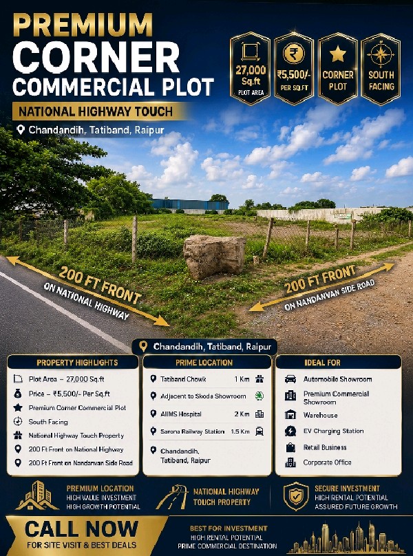 Prime commercial corner plot chandandih tatibandh raipur